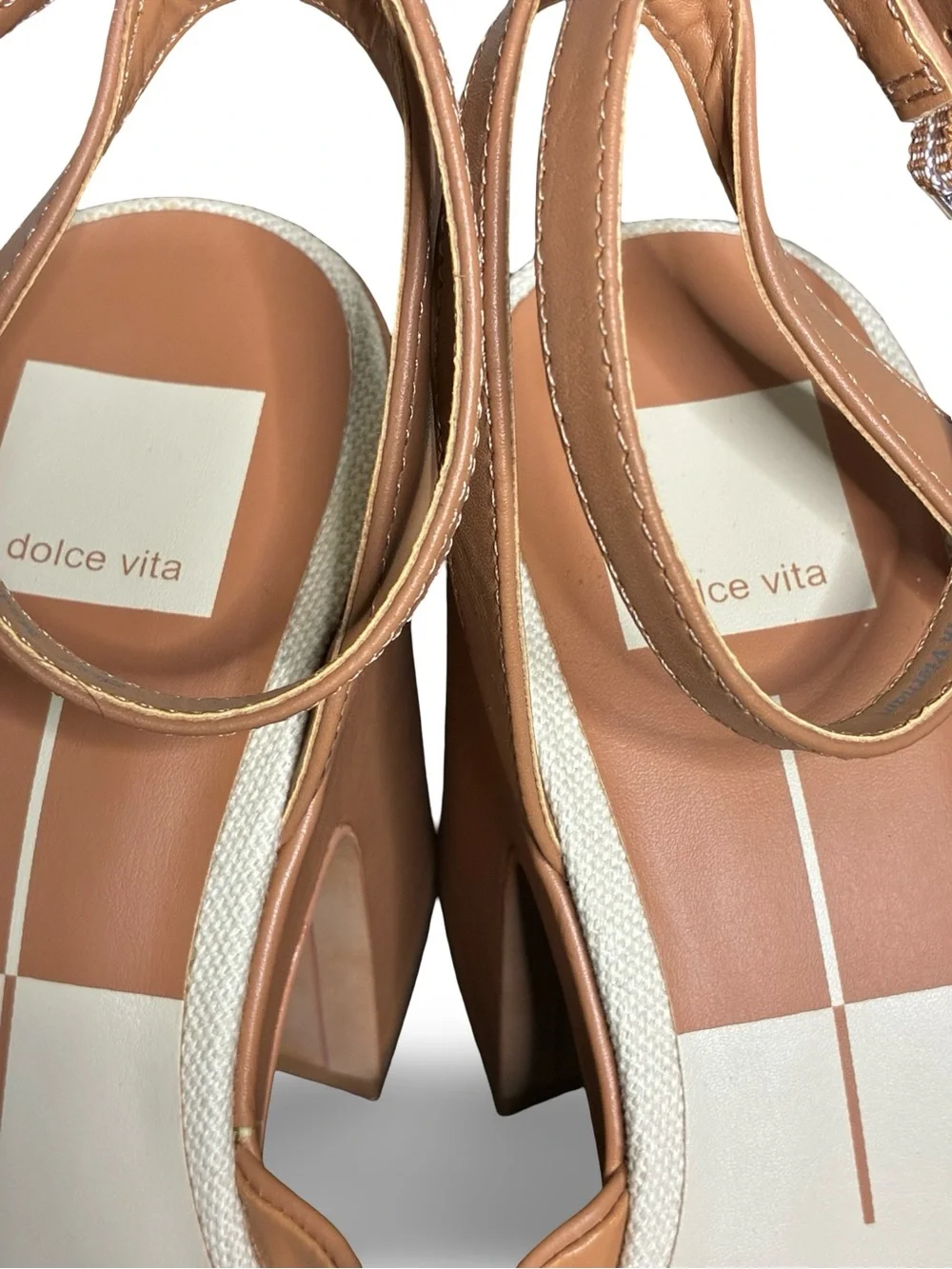 DV by Dolce Vita Cognac Platform Sandals with Ankle Strap